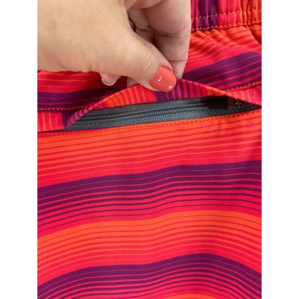 NWT Devereux‎ Board Shorts Mens Sz L Orange Stripe Athletic Stretch Water Swim